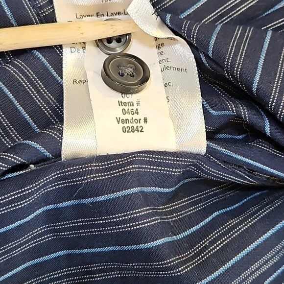 Eddie Bauer Long Sleeve Shirt Men's Tall TXL Blue Stripe Non-Wrinkle Relaxed Fit - Picture 8 of 14